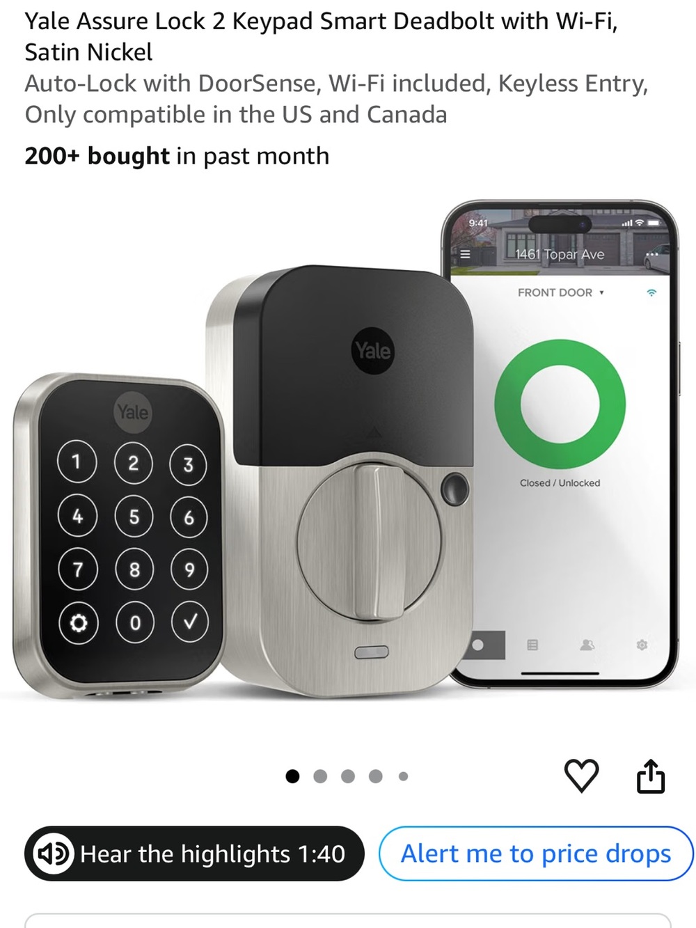 Yale Assure Lock 2 Keypad Smart Deadbolt with Wi-Fi